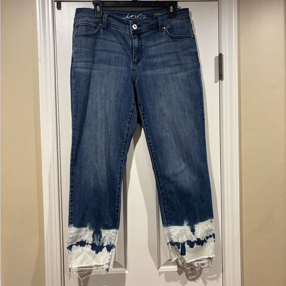 INC International Concepts Blue and White Ankle Cropped Jeans